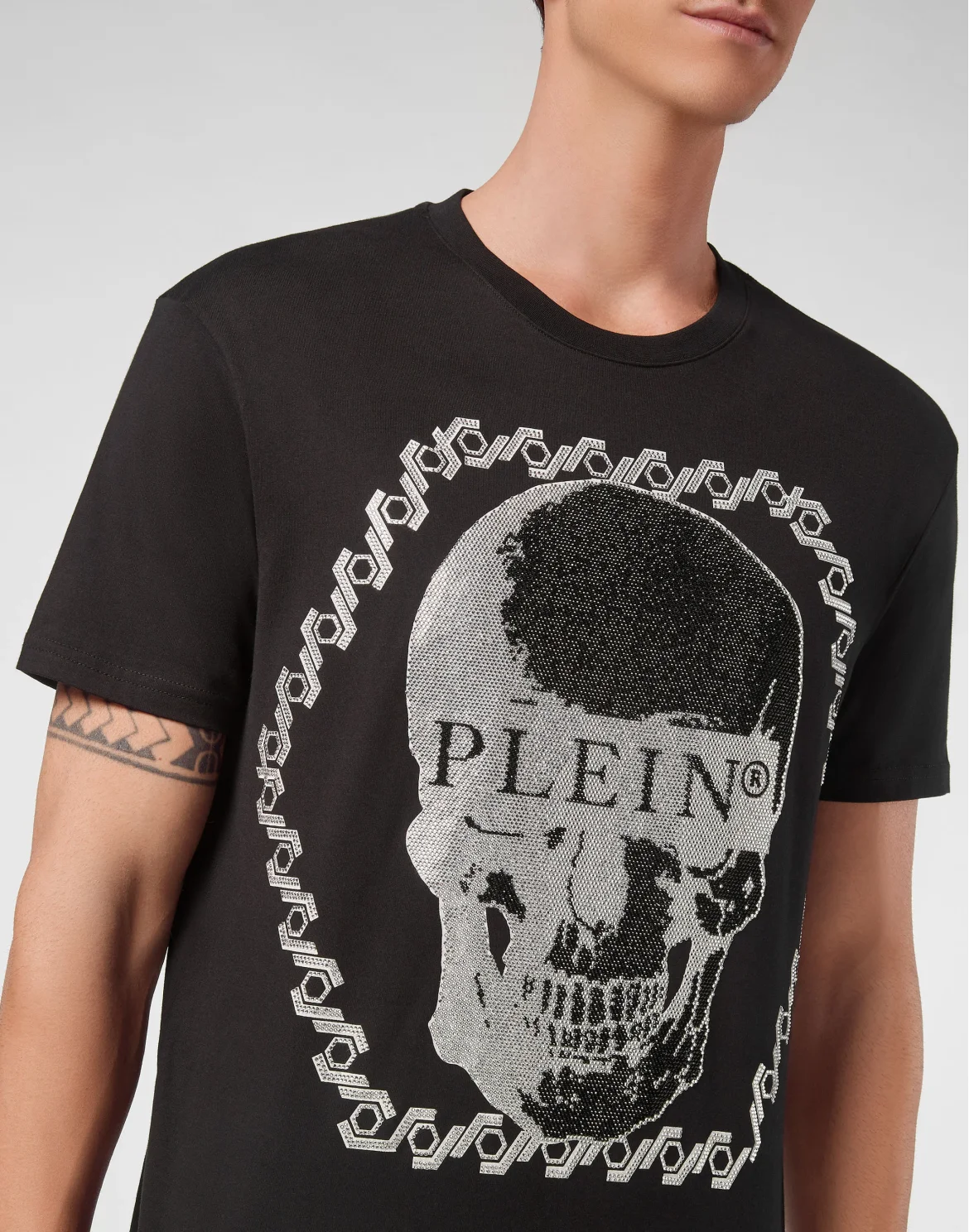 T-shirt Round Neck SS Skull crystal, цвет: Черный