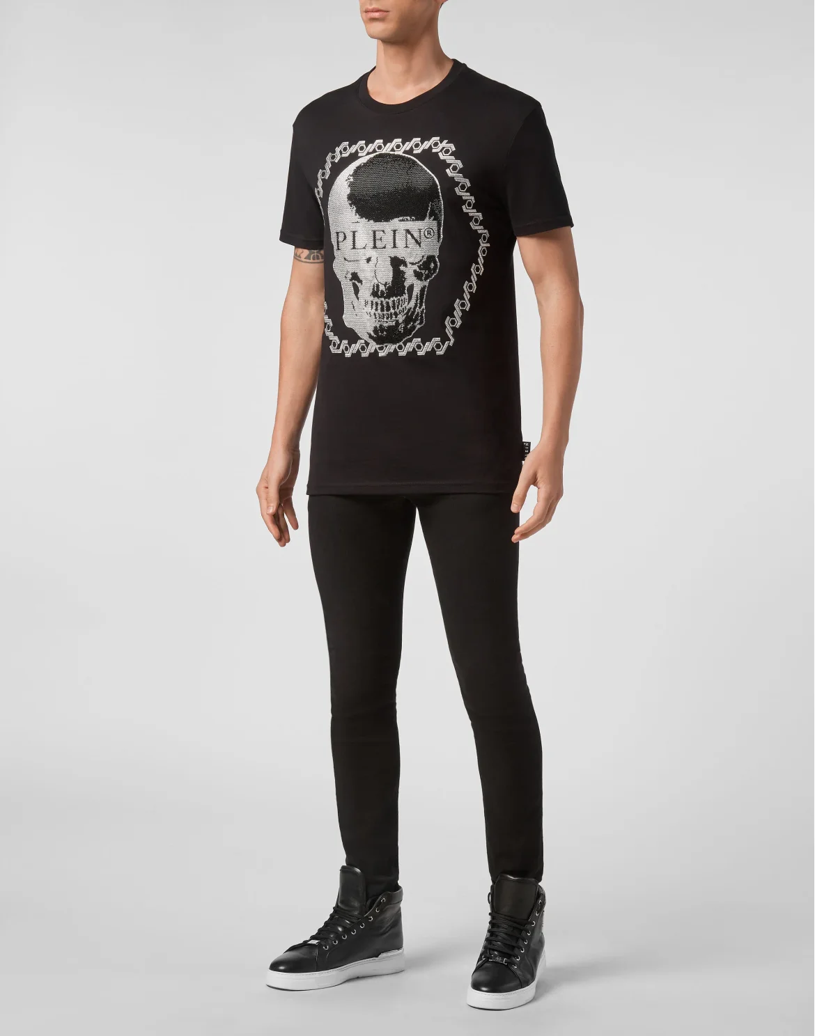 T-shirt Round Neck SS Skull crystal, цвет: Черный