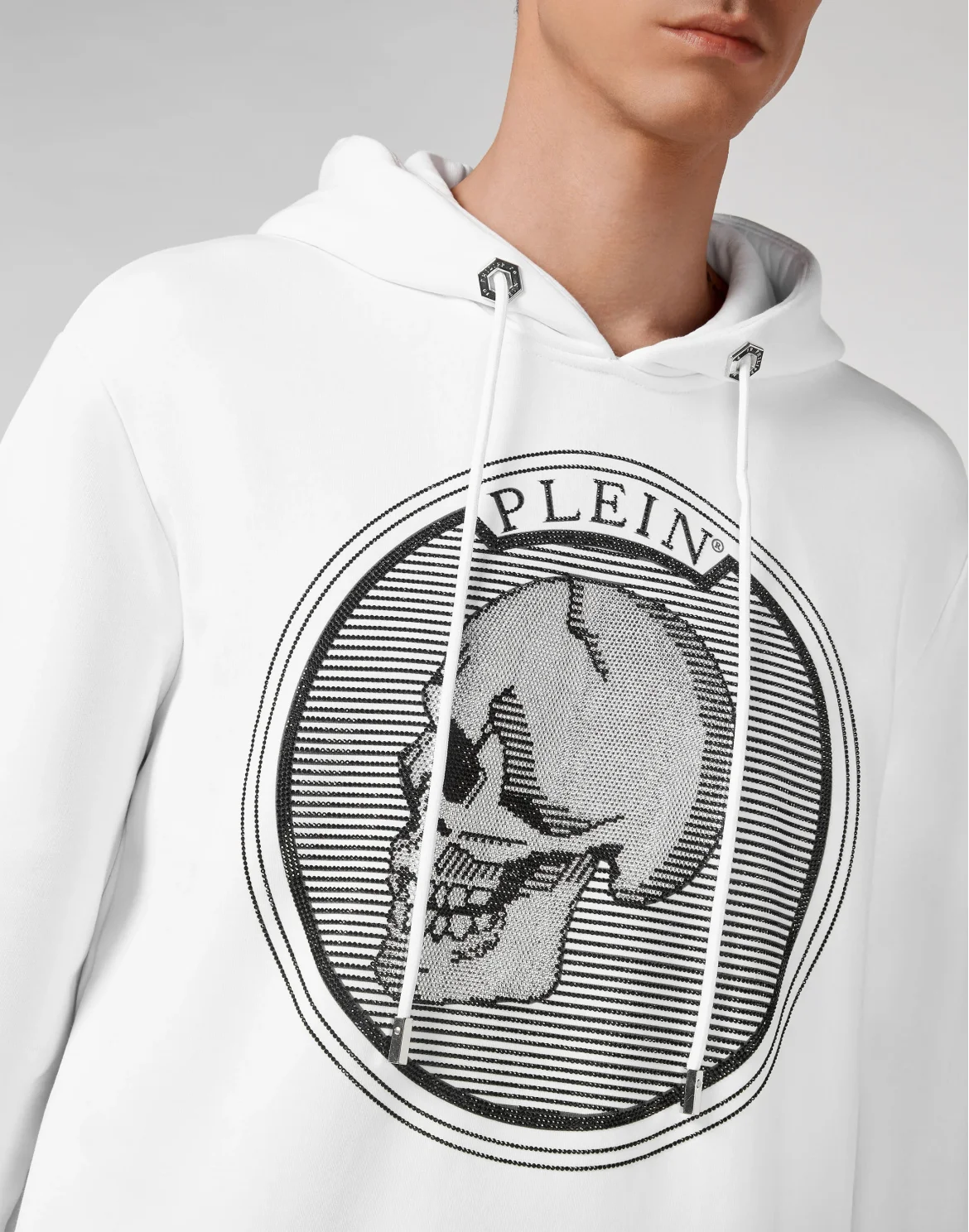 Hoodie sweatshirt Outline Skull crystal, цвет: Белый