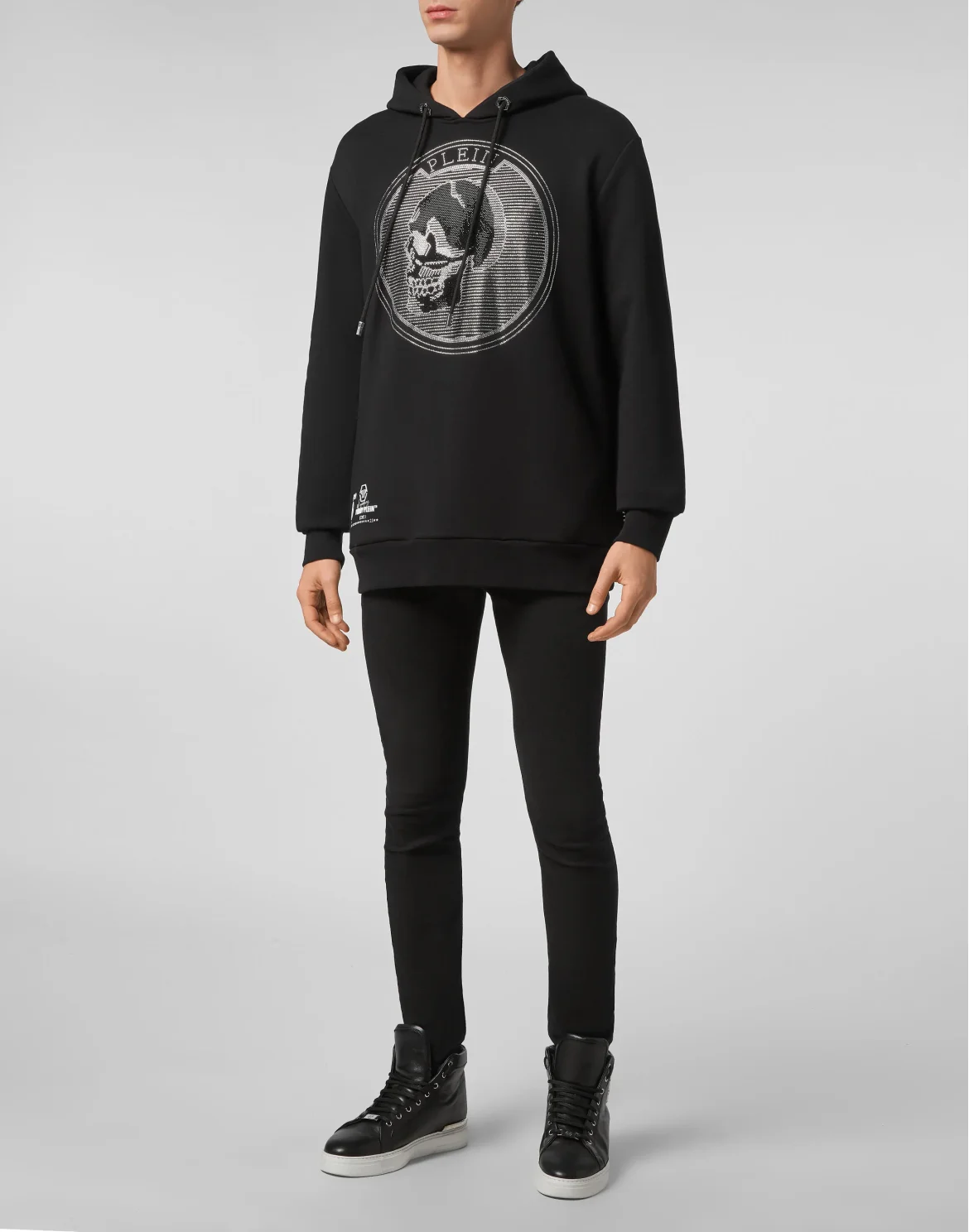 Hoodie sweatshirt Outline Skull crystal, цвет: Черный