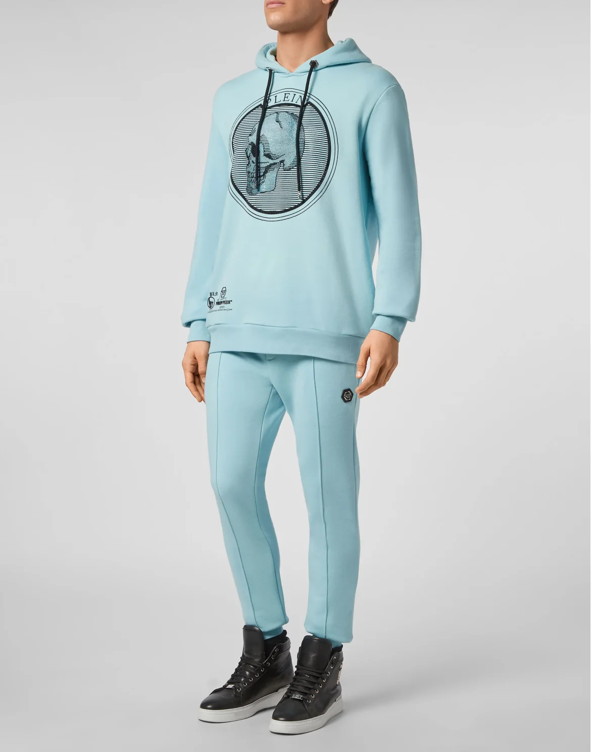 Hoodie sweatshirt Outline Skull crystal, цвет: Голубой