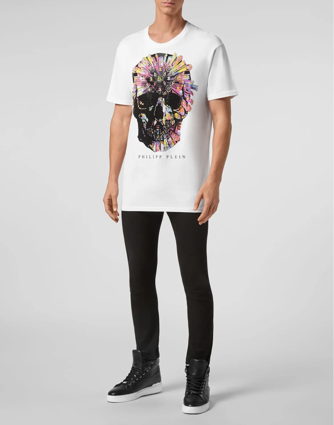T-shirt Round Neck SS Colorful Skull, цвет: Белый
