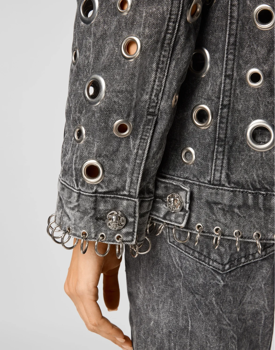 Denim Jacket Metal Rings, цвет: Серый
