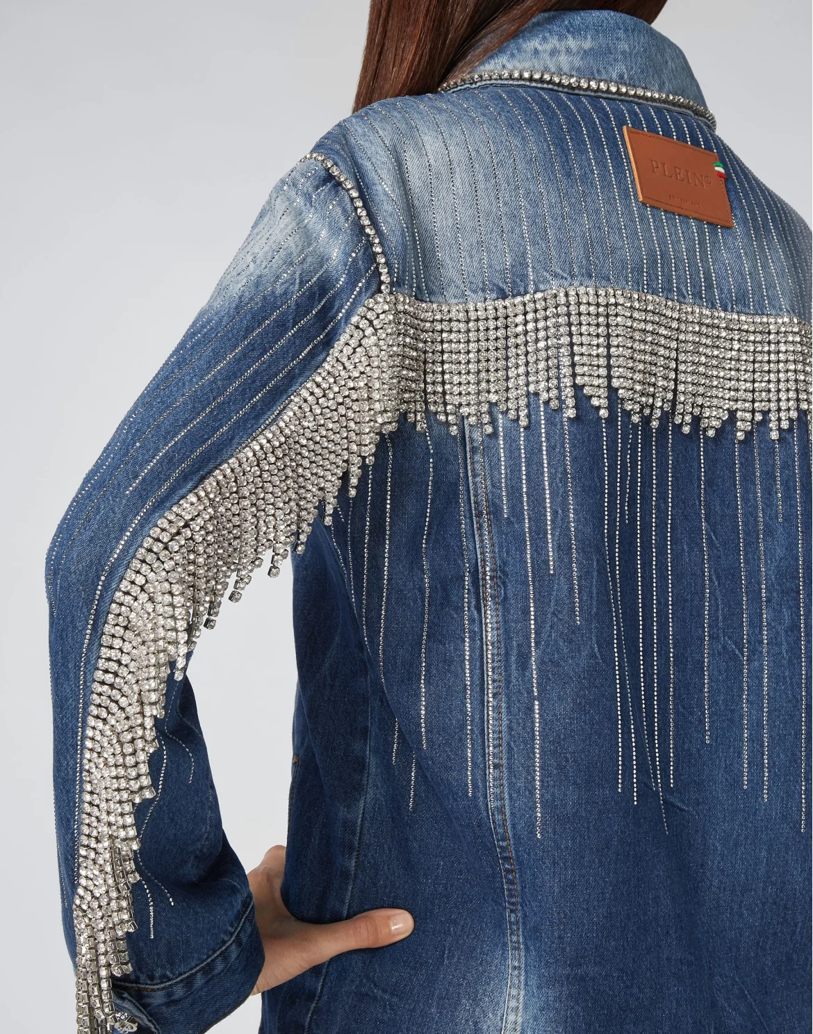 Denim Jacket Crystal Fringe, цвет: Синий