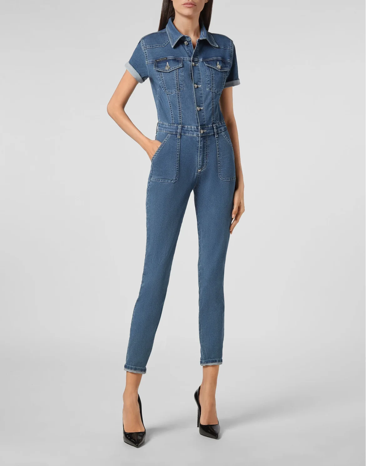 Denim Jumpsuit Iconic Plein, цвет: Голубой