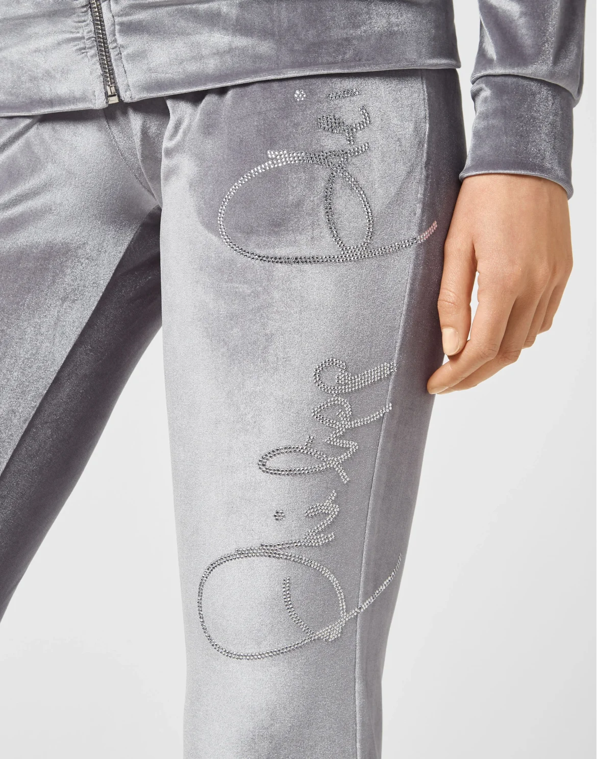 Velvet Hoodie/Trousers Tracksuit, цвет: Серый