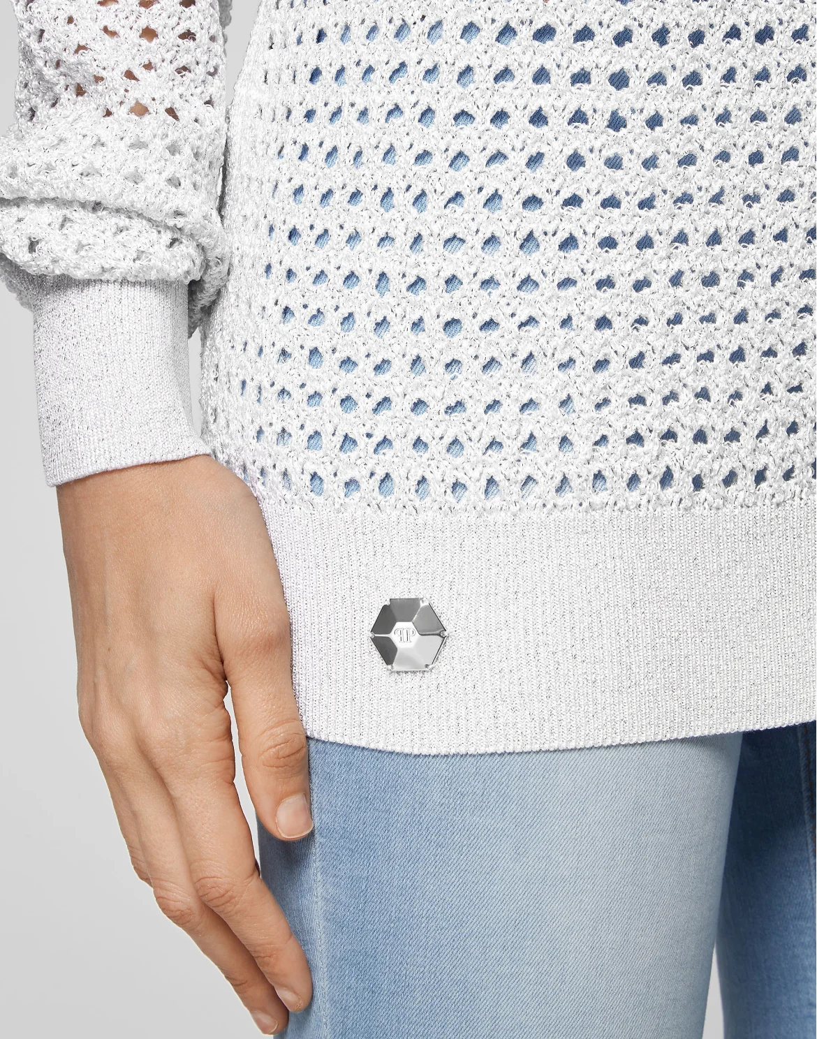 Pullover Round Neck SS Lurex, цвет: Белый
