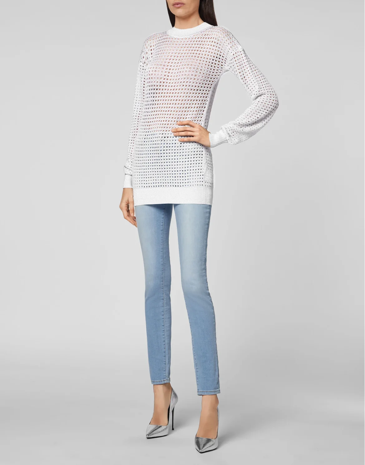 Pullover Round Neck SS Lurex, цвет: Белый