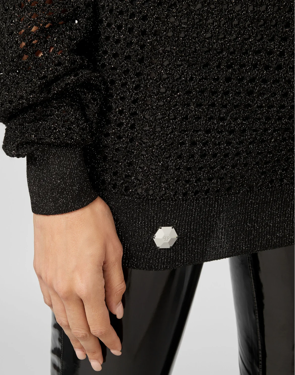 Pullover Round Neck SS Lurex, цвет: Черный
