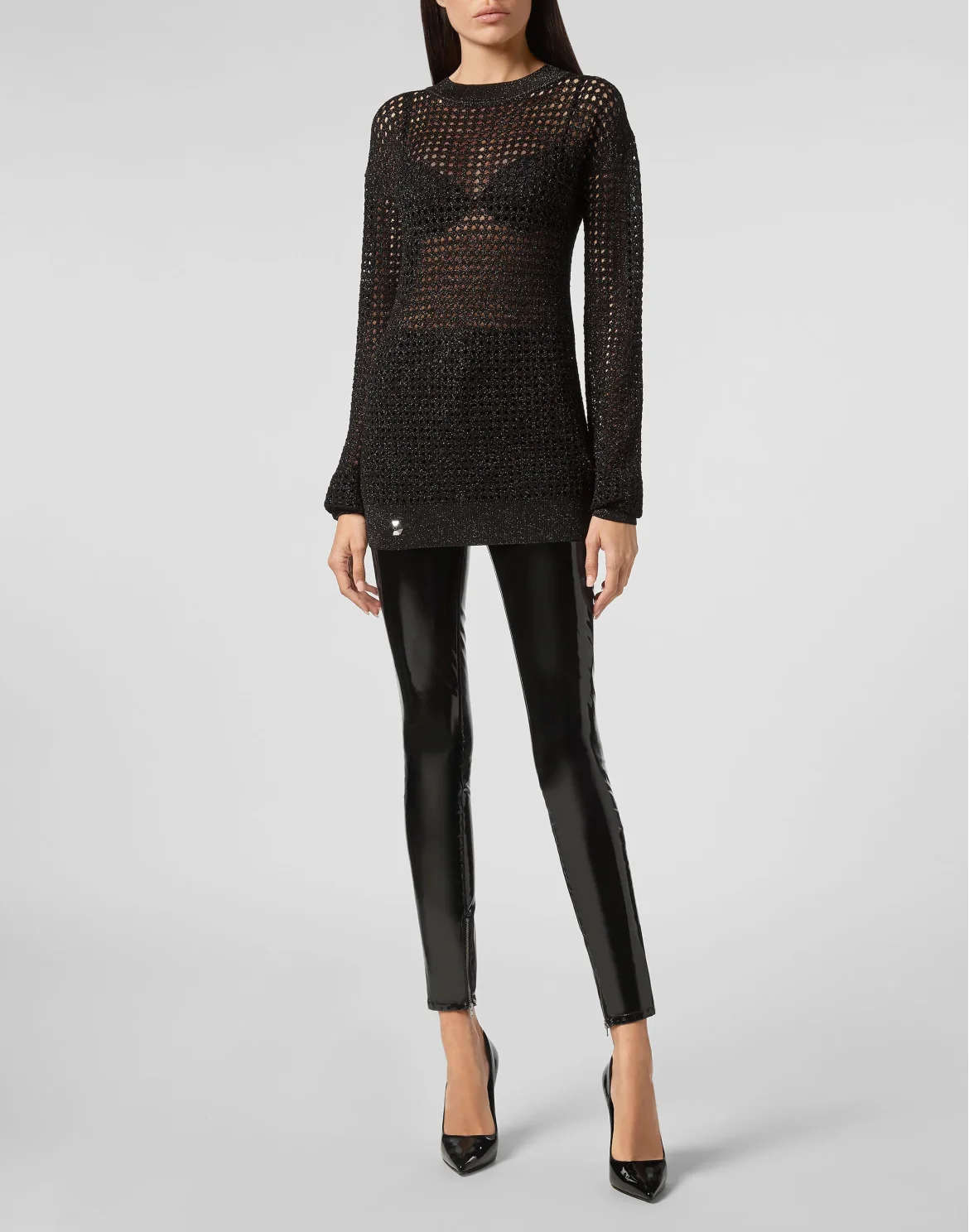 Pullover Round Neck SS Lurex, цвет: Черный
