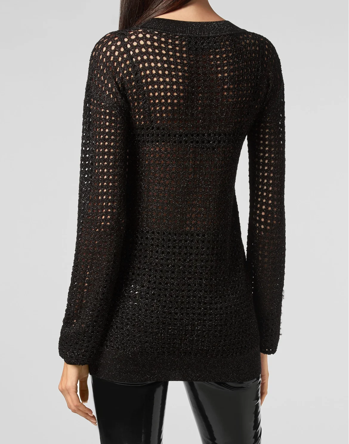 Pullover Round Neck SS Lurex, цвет: Черный