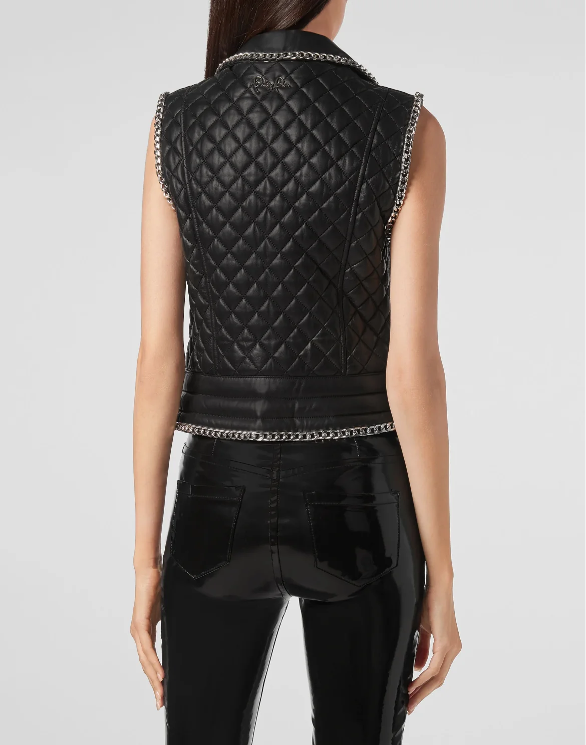Leather Vest Short Chains, цвет: Черный