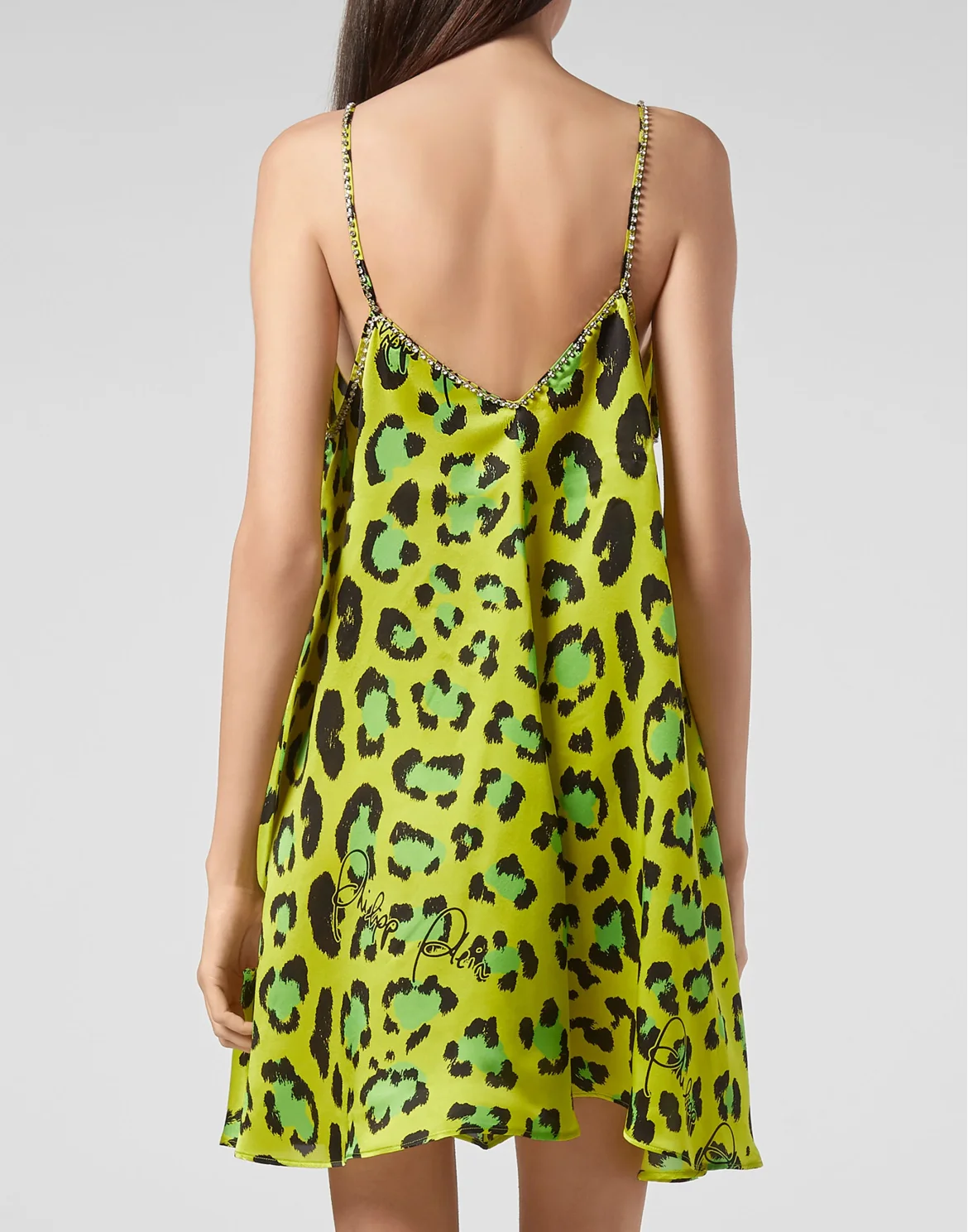 Satin Short Dress Leopard, цвет: Зеленый