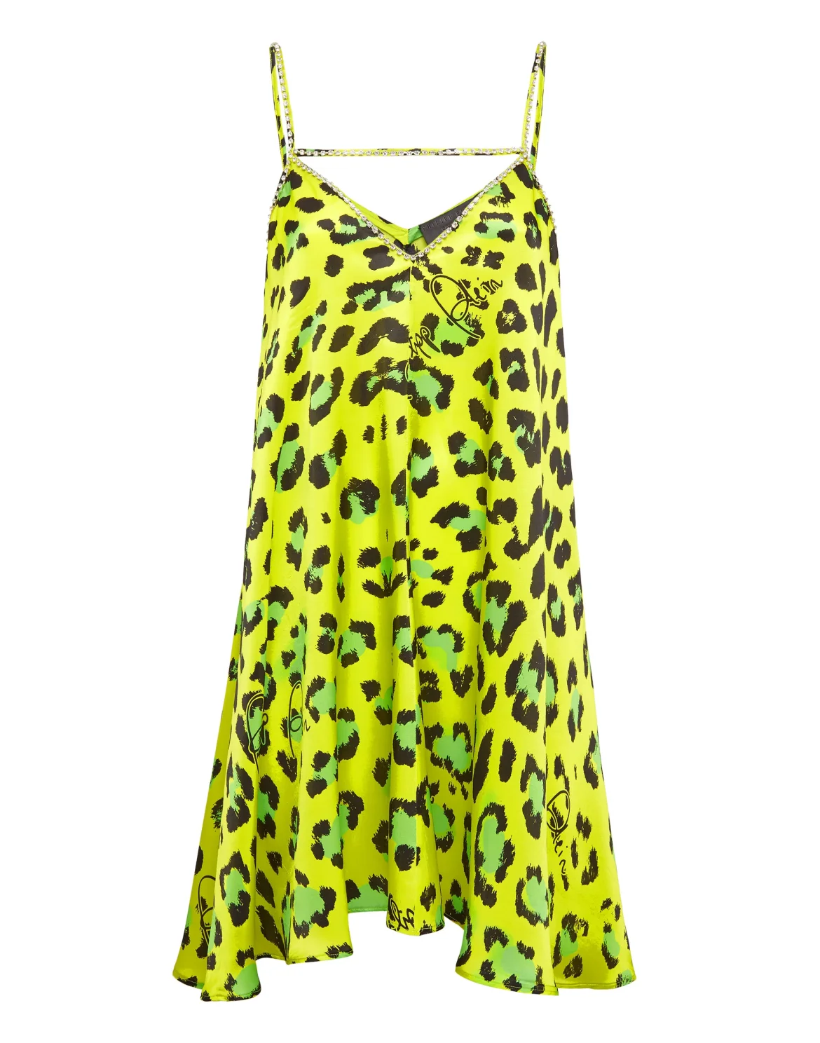 Satin Short Dress Leopard, цвет: Зеленый