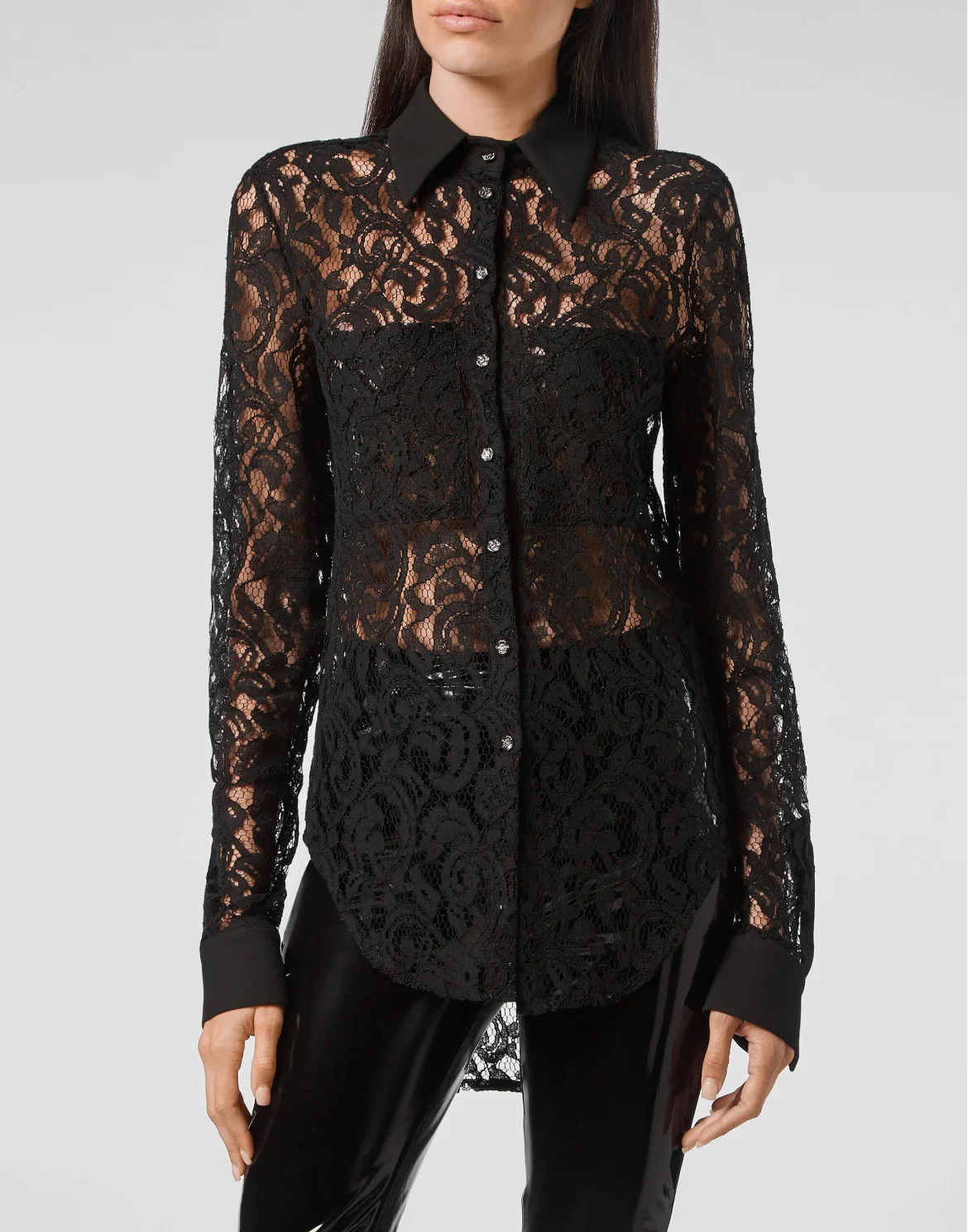 Shirt LS Lace, цвет: Черный