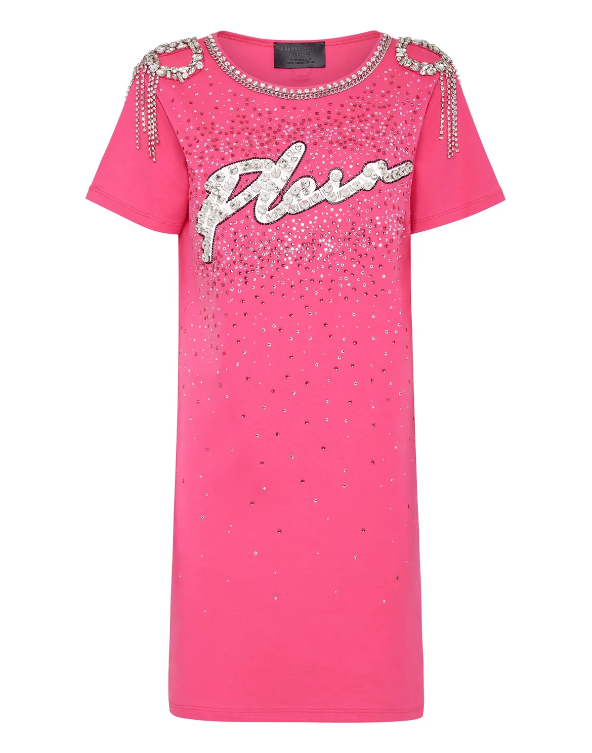  T-shirt Dress Crystal Fringe, цвет: Розовый