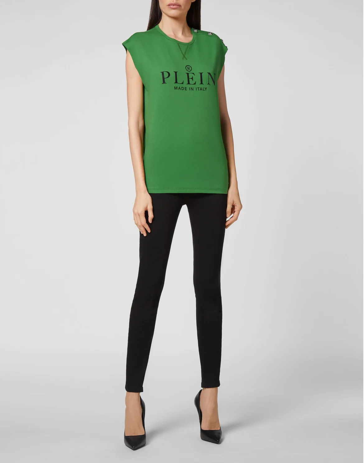 T-shirt Round Neck SS Iconic Plein, цвет: Зеленый