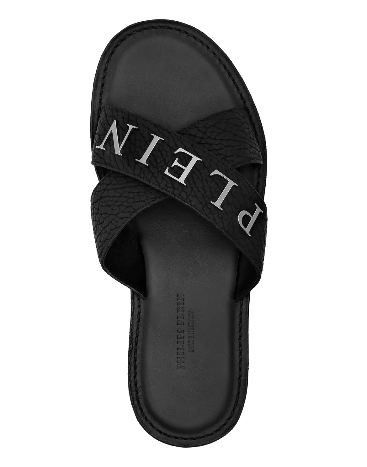 Leather Sandals Flat Iconic Plein, цвет: Черный
