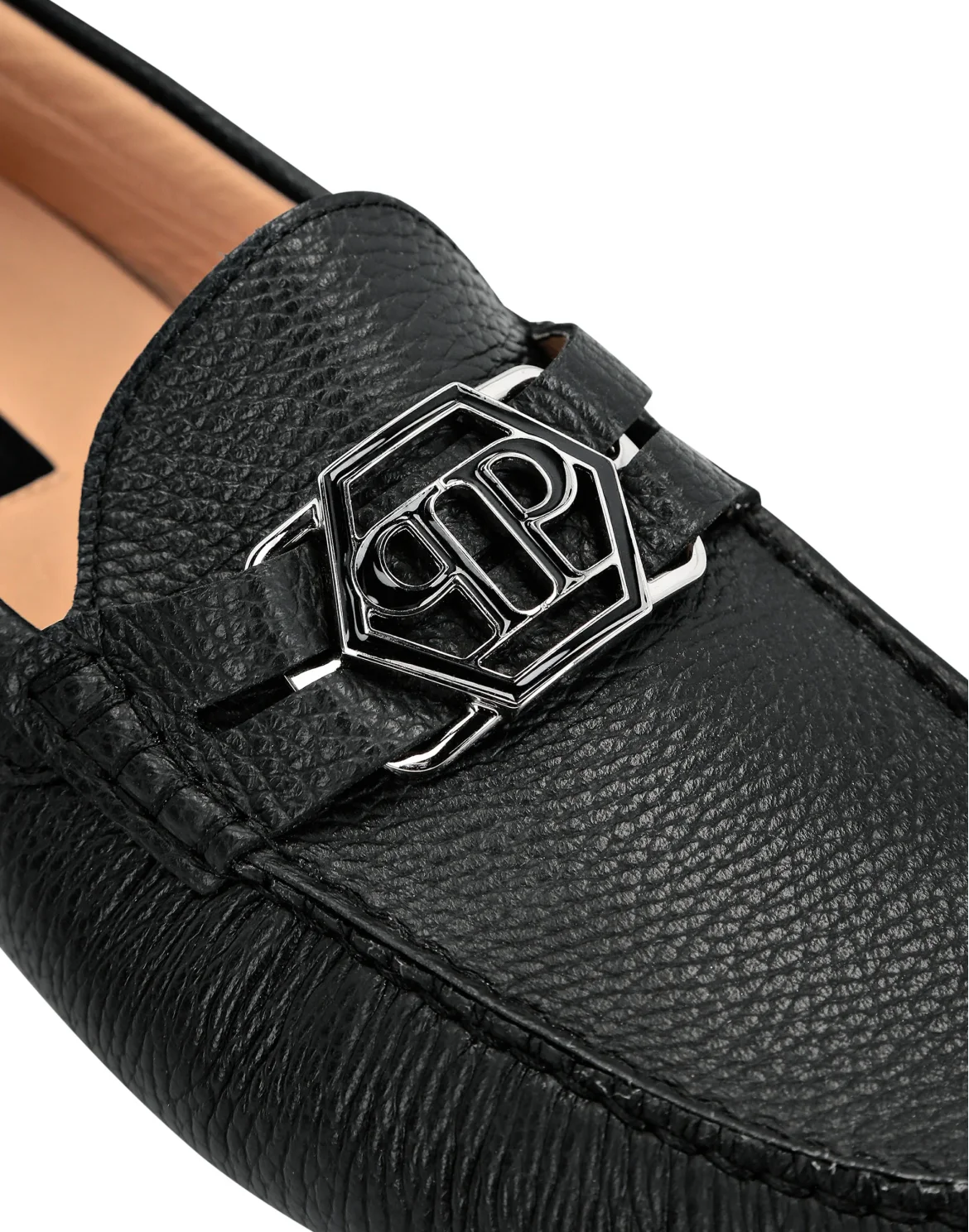 Leather Mocassin Hexagon, цвет: Черный