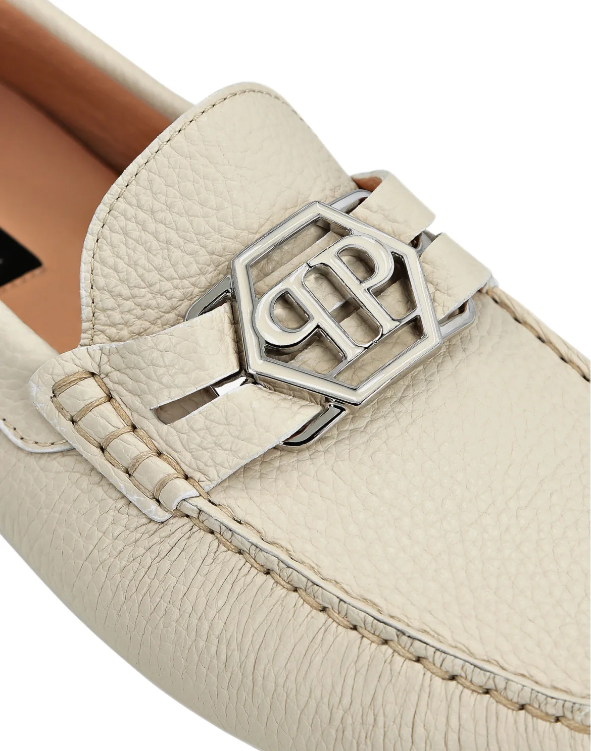 Leather Mocassin Hexagon, цвет: Бежевый