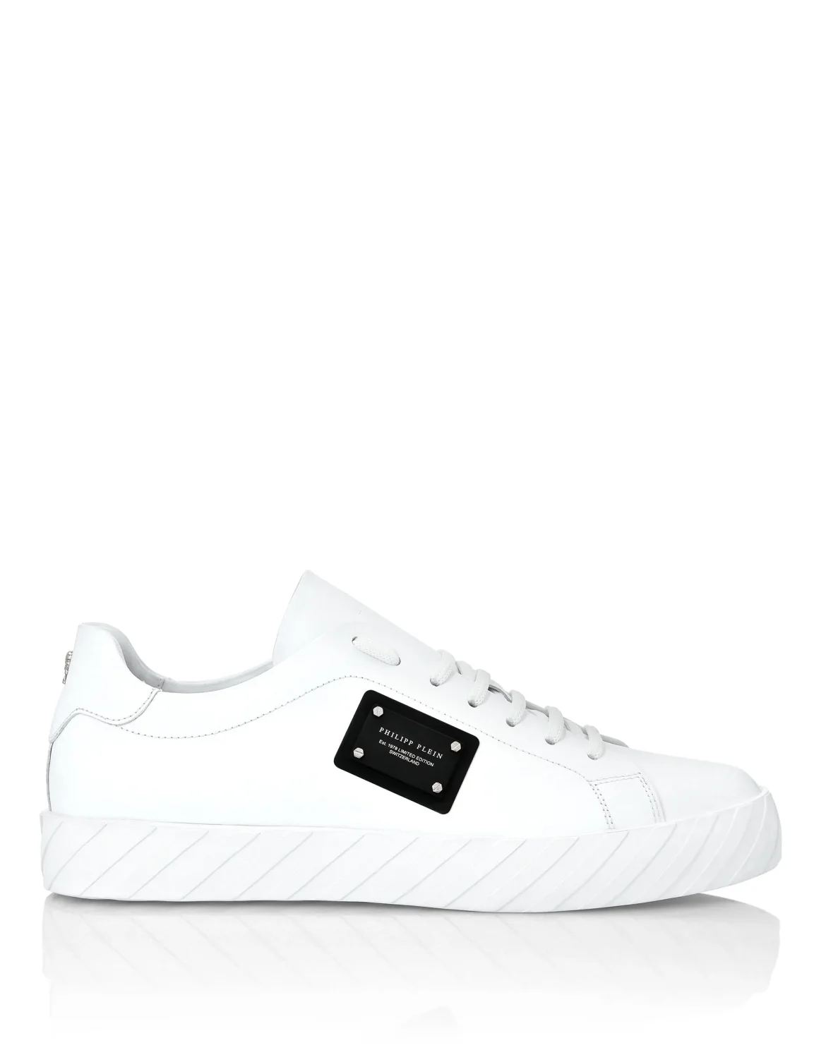 Rubber Leather Lo-Top Sneakers Iconic Plein, цвет: Белый