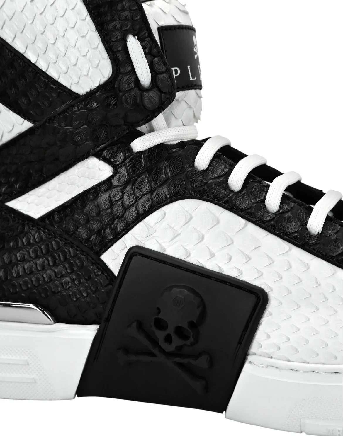 HI-TOP SNEAKERS MONEY KICK$ PYTHON LUXURY SKULL, цвет: Черный