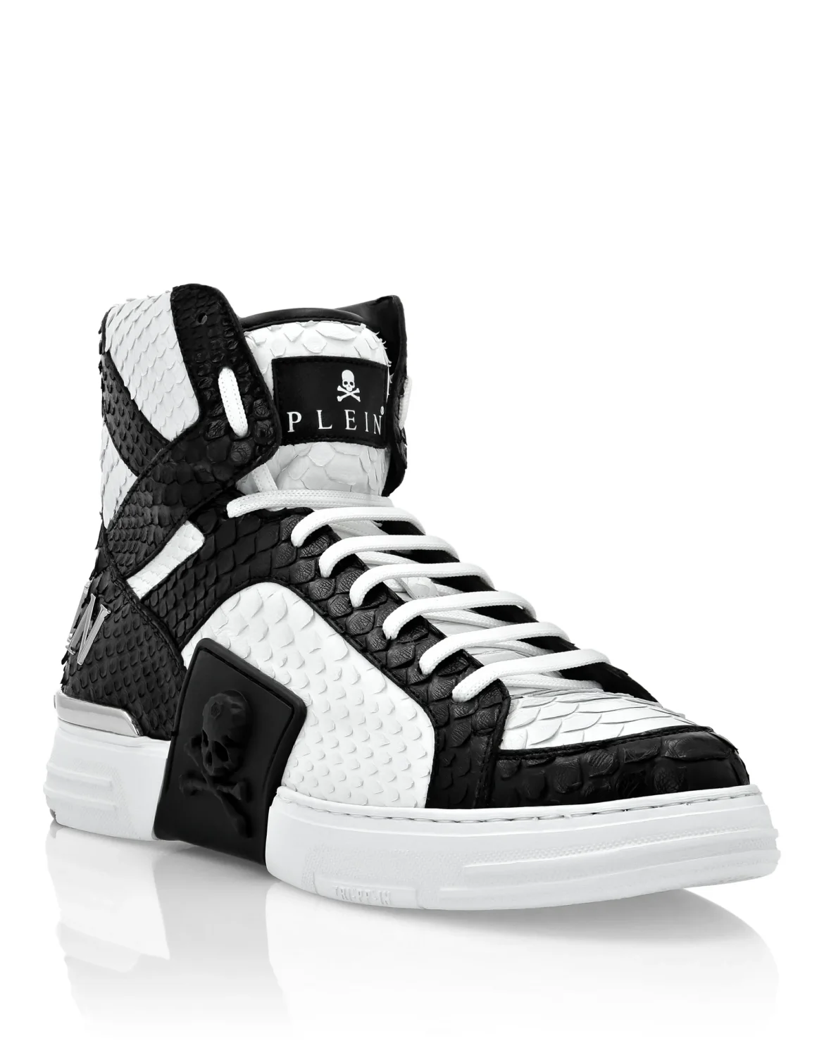 HI-TOP SNEAKERS MONEY KICK$ PYTHON LUXURY SKULL, цвет: Черный