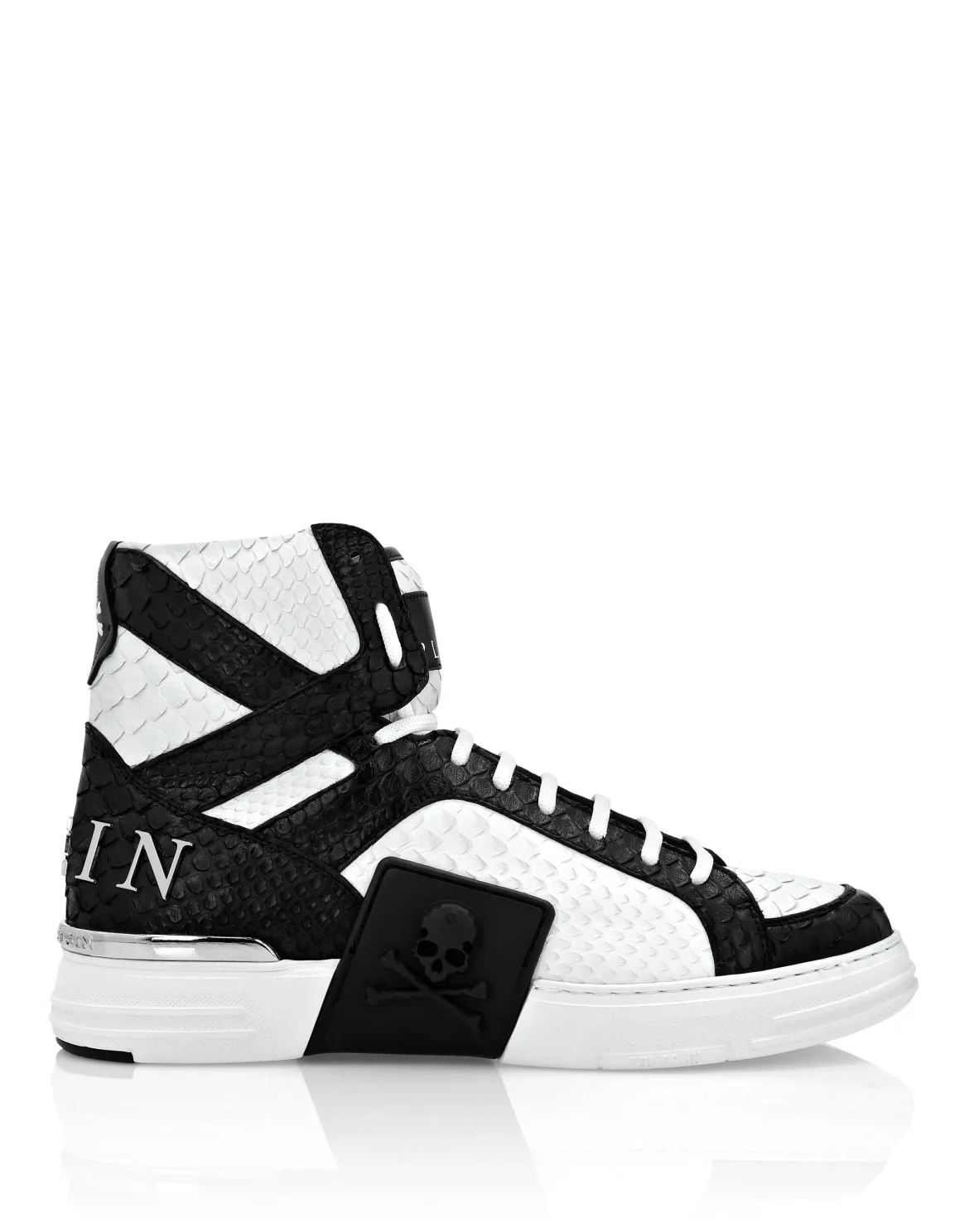 HI-TOP SNEAKERS MONEY KICK$ PYTHON LUXURY SKULL, цвет: Черный