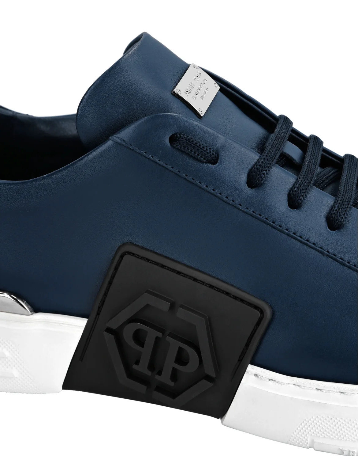 LO-TOP SNEAKERS PHANTOM KICK$ LEATHER HEXAGON ICONIC PLEIN, цвет: Синий