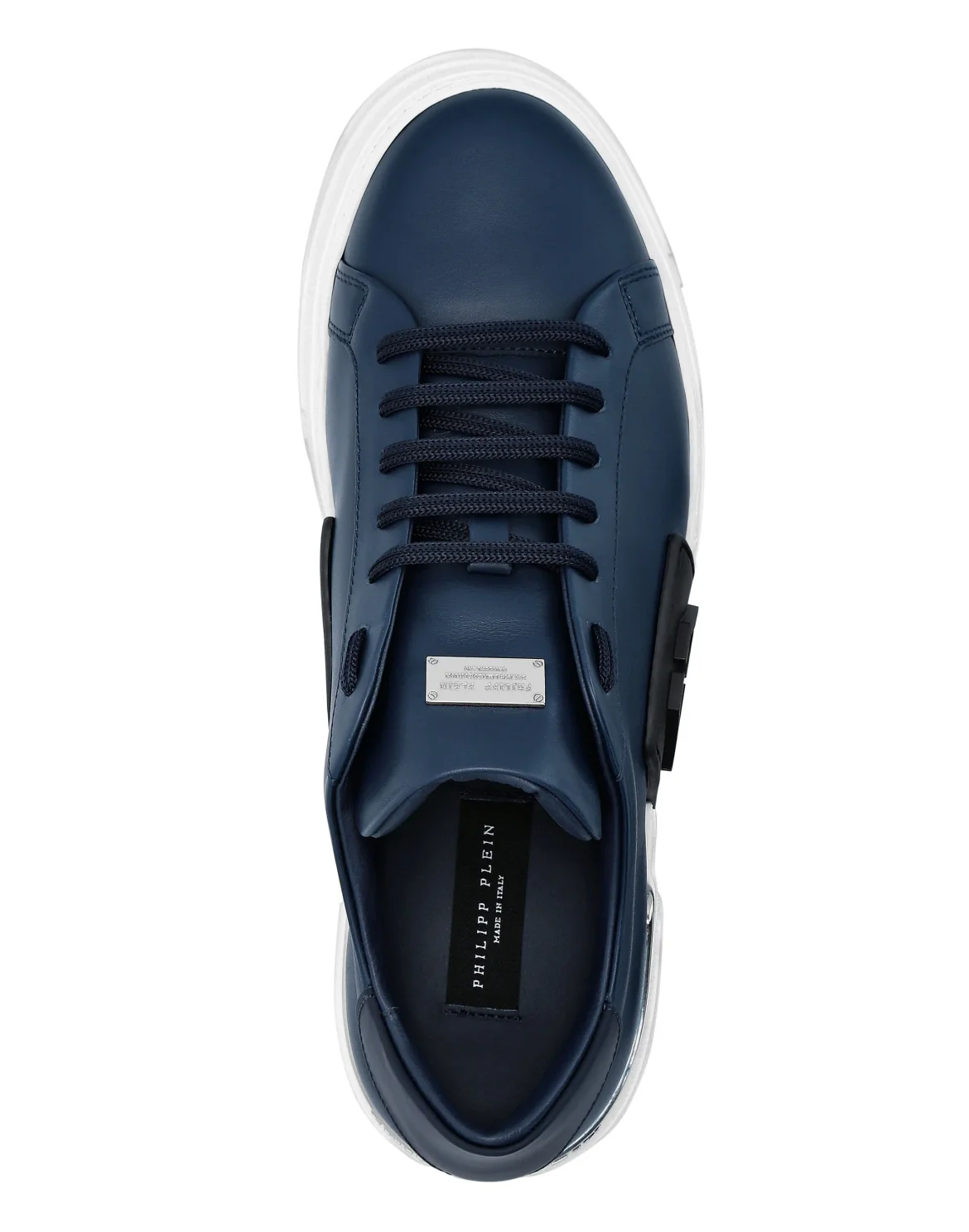 LO-TOP SNEAKERS PHANTOM KICK$ LEATHER HEXAGON ICONIC PLEIN, цвет: Синий