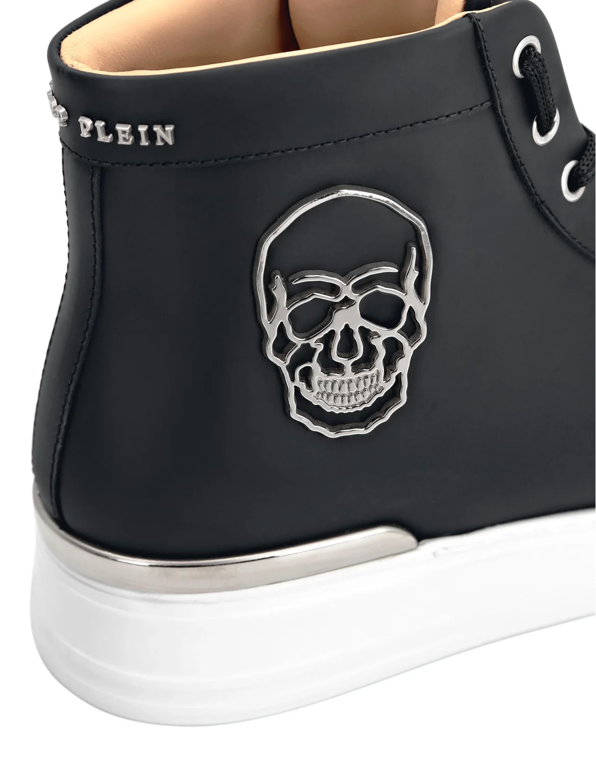 Rubber Leather Hi-Top Sneakers Skull, цвет: Черный
