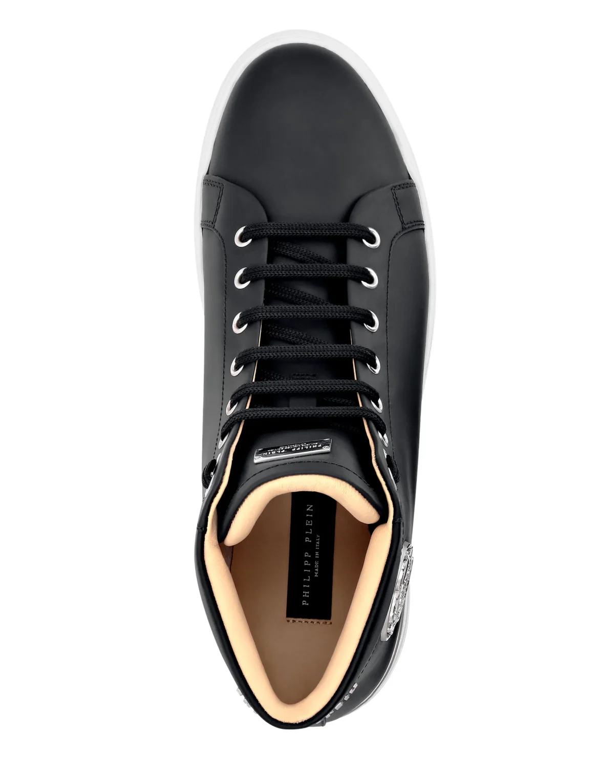 Rubber Leather Hi-Top Sneakers Skull, цвет: Черный