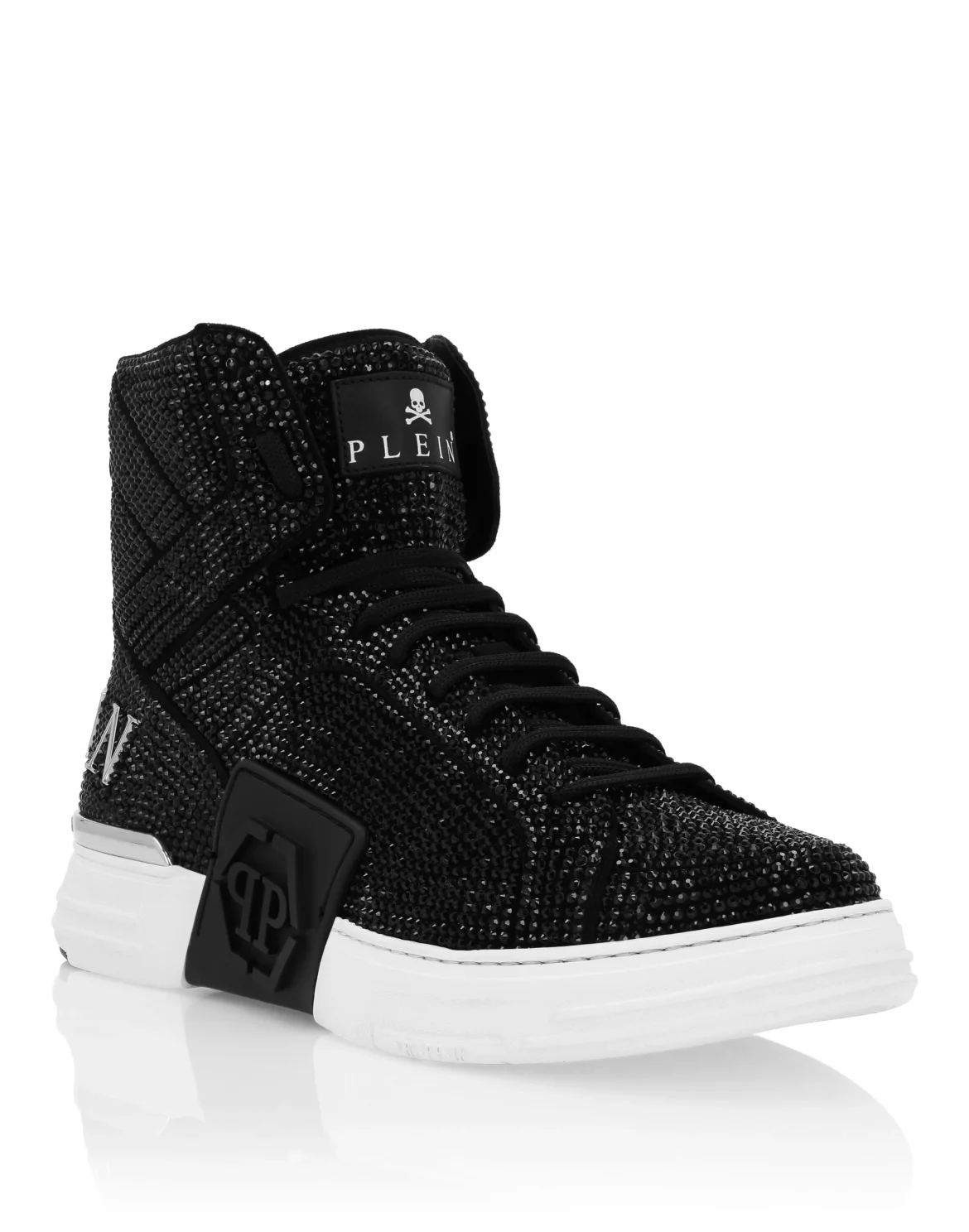 HI-TOP SNEAKERS MONEY KICK$ SUEDE CRYSTAL HEXAGON, цвет: Черный