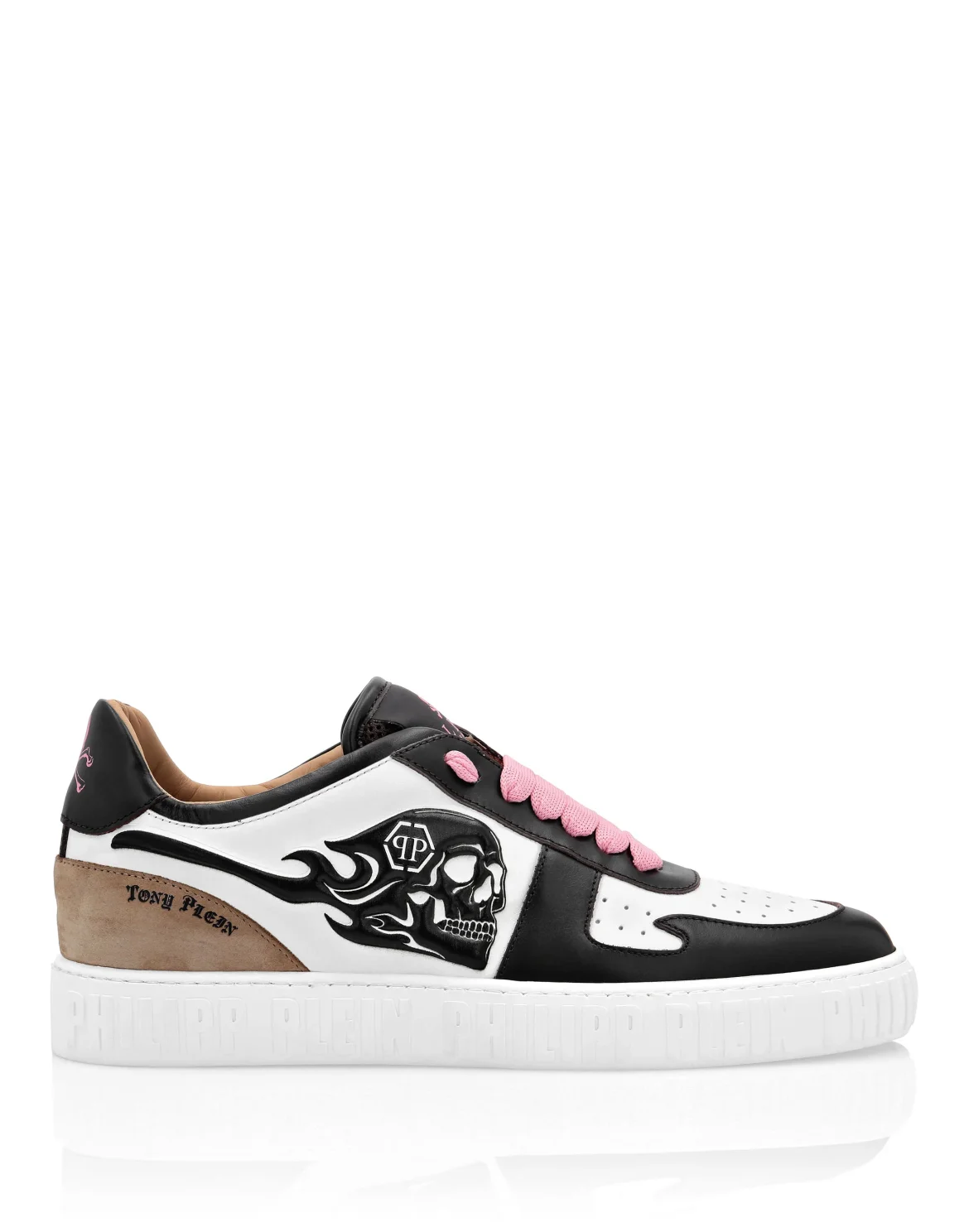 Mix Leather Lo-Top Sneakers, цвет: Коричневый
