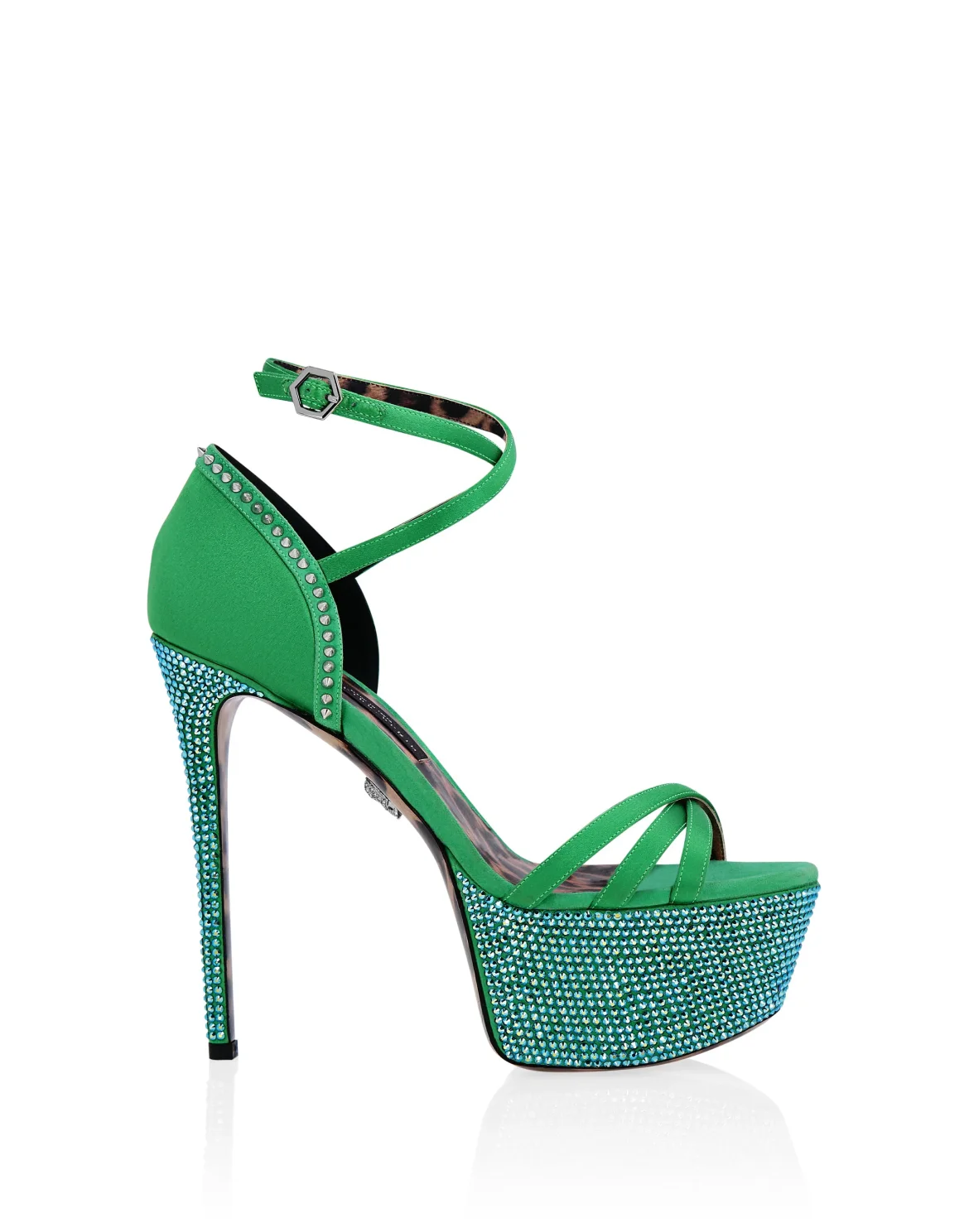 Crystal Platform Sandals, цвет: Зеленый