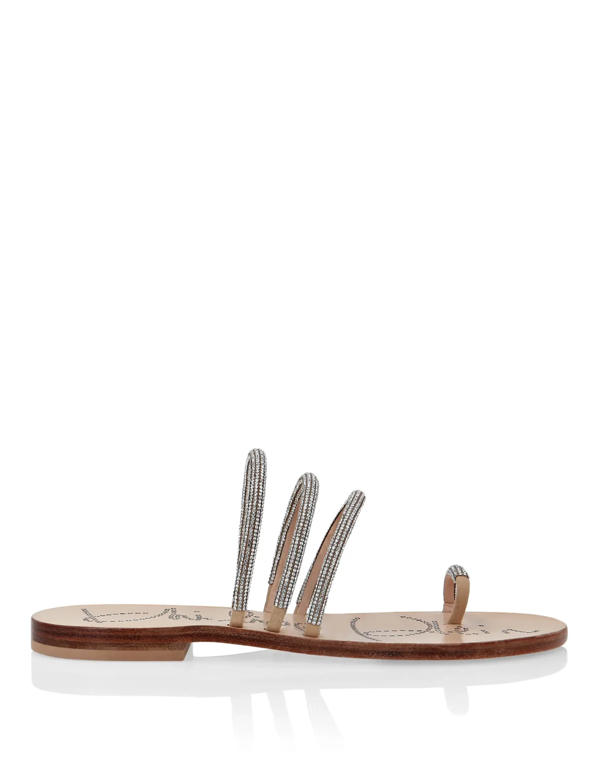 Suede Sandals Flat Crystal, цвет: Бежевый