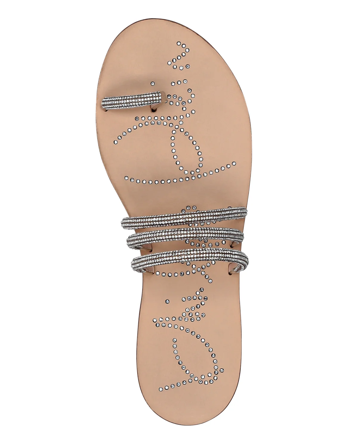 Suede Sandals Flat Crystal, цвет: Бежевый