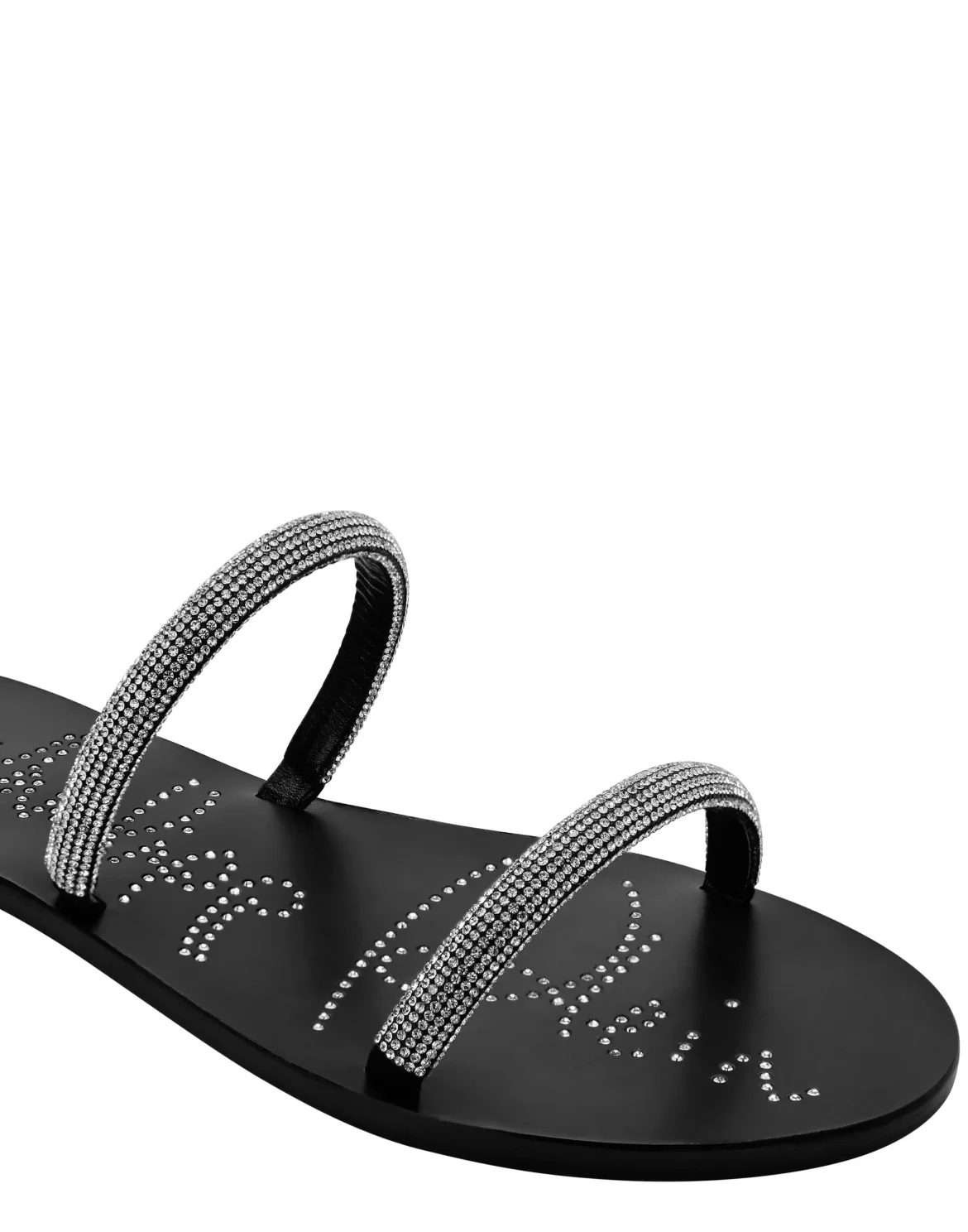 Suede Sandals Flat Crystal, цвет: Черный