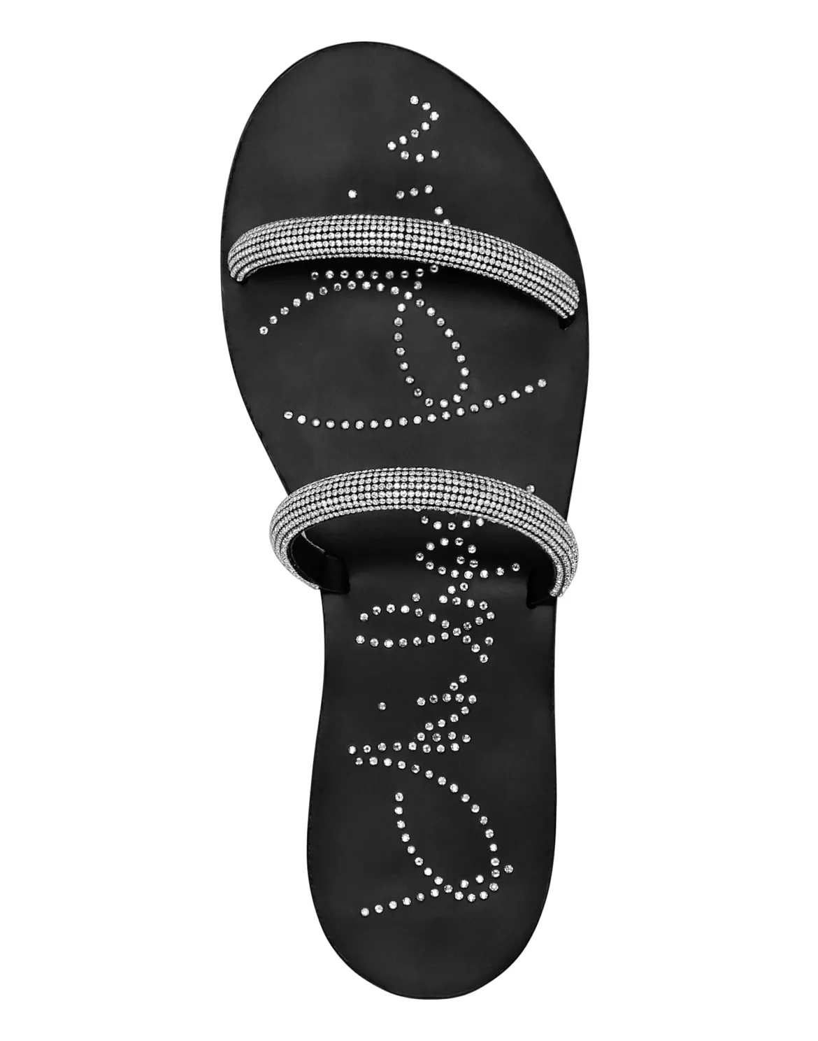 Suede Sandals Flat Crystal, цвет: Черный