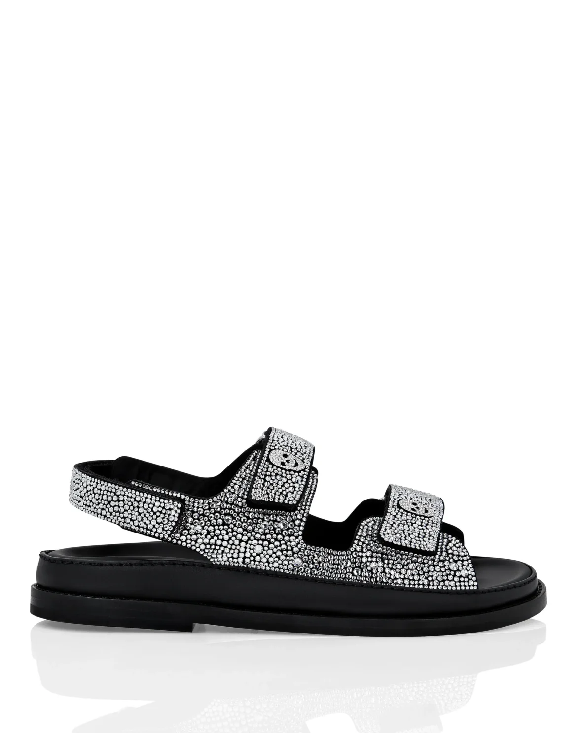 Suede Sandals Flat Crystal, цвет: Прозрачный