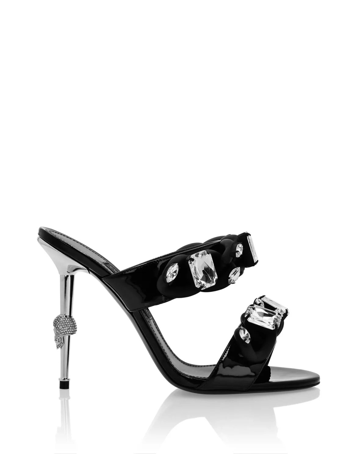 Patent leather Sandals High Heels Chains, цвет: Черный