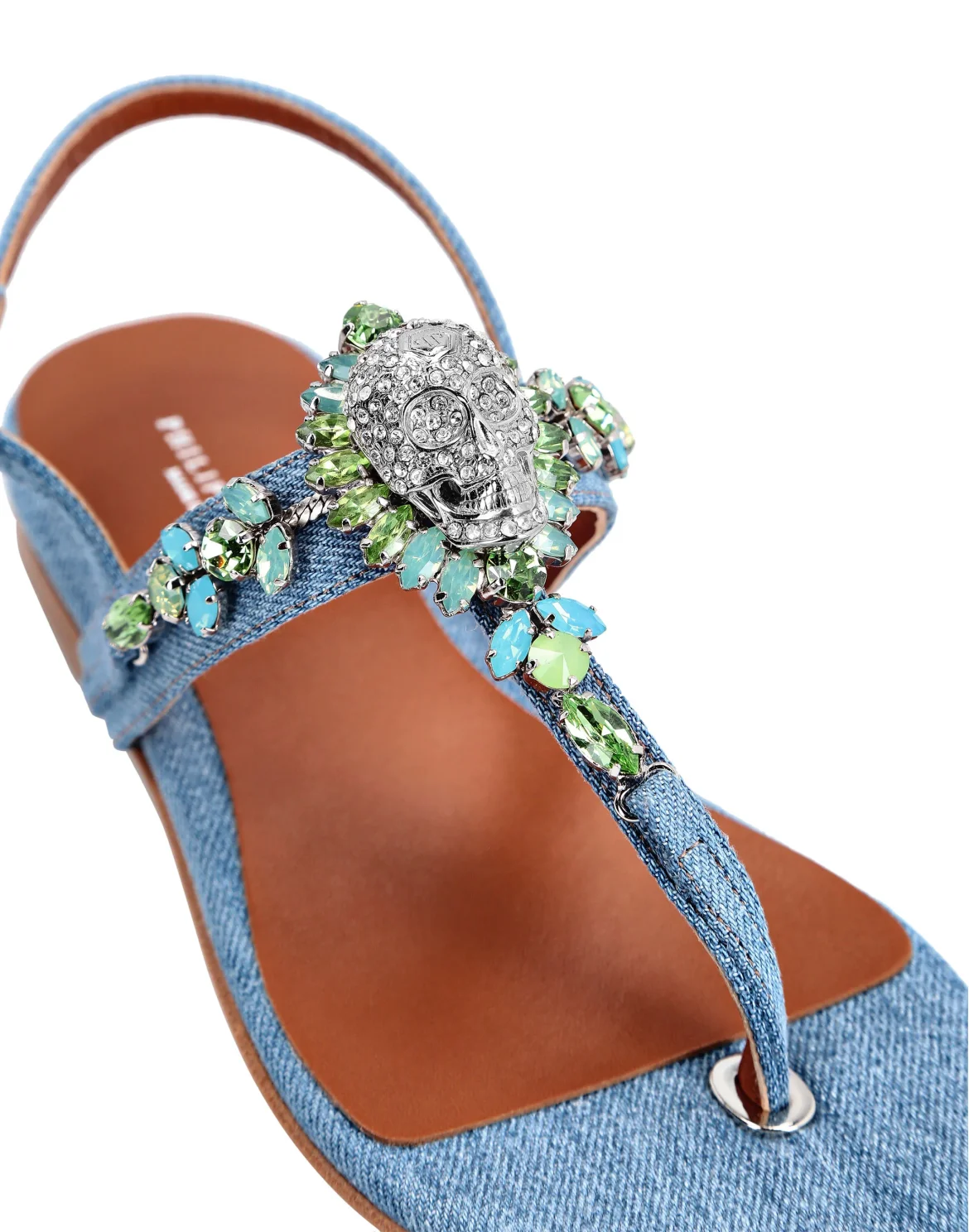 Denim Sandals Flat Crystal, цвет: Голубой