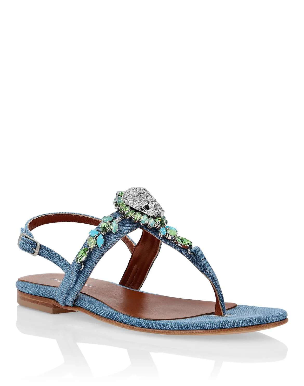 Denim Sandals Flat Crystal, цвет: Голубой