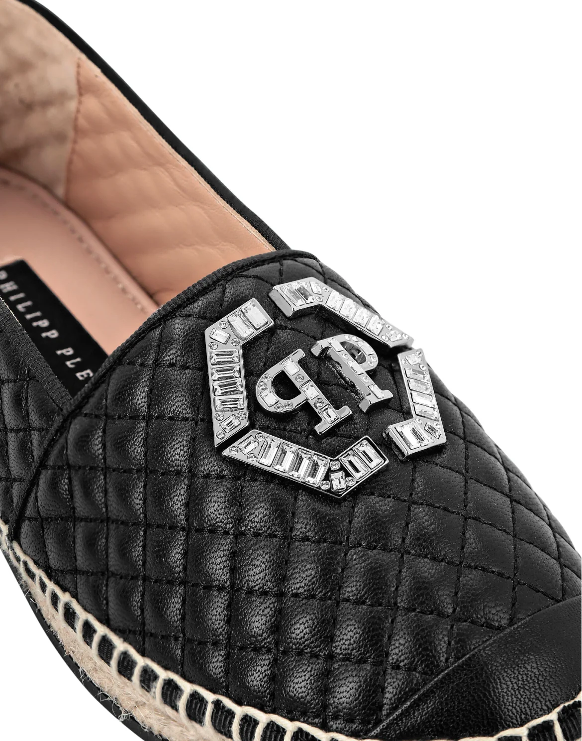 Leather matelassè Espadrillas Hexagon, цвет: Черный