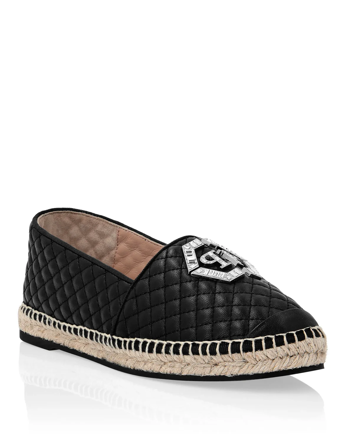 Leather matelassè Espadrillas Hexagon, цвет: Черный