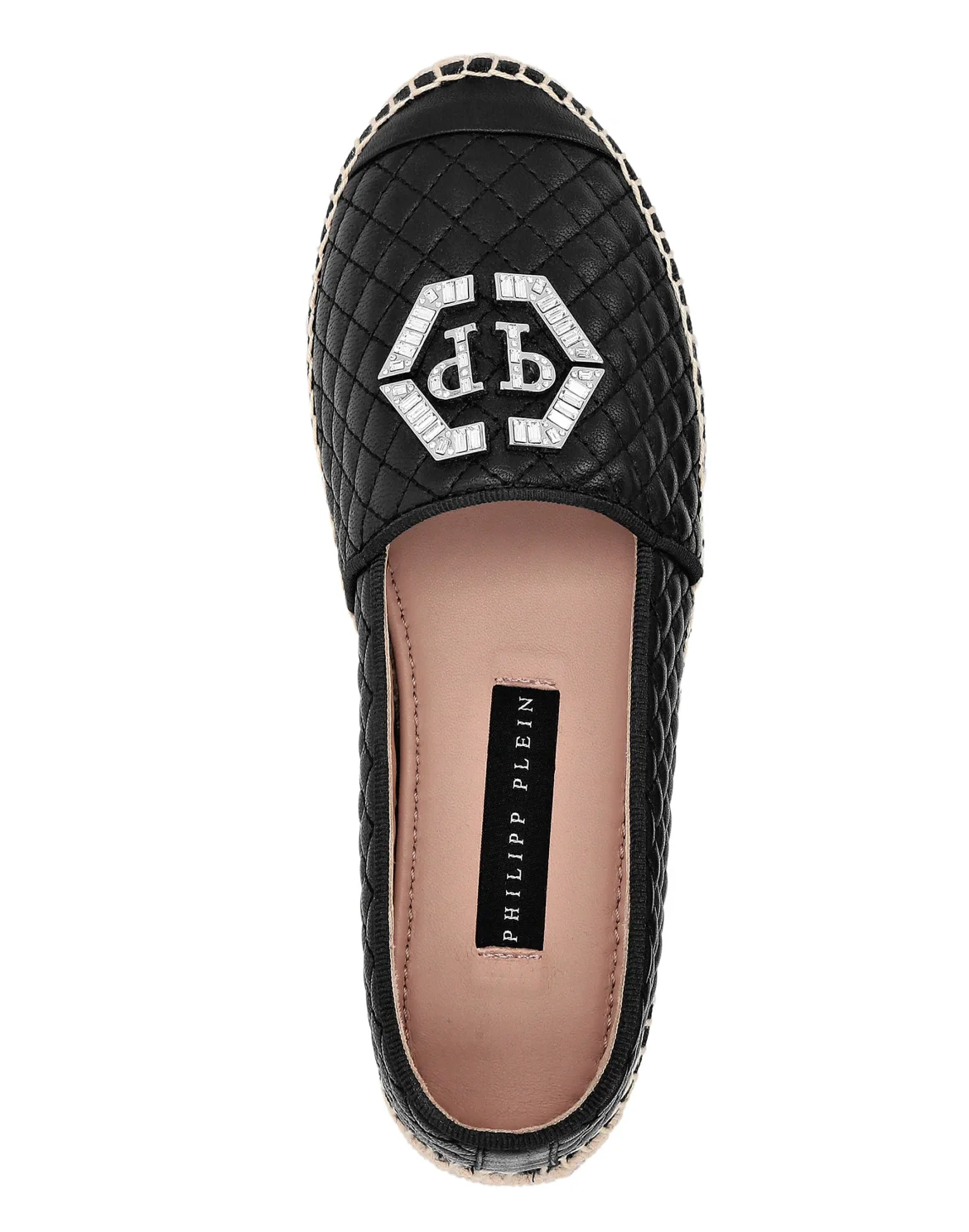 Leather matelassè Espadrillas Hexagon, цвет: Черный