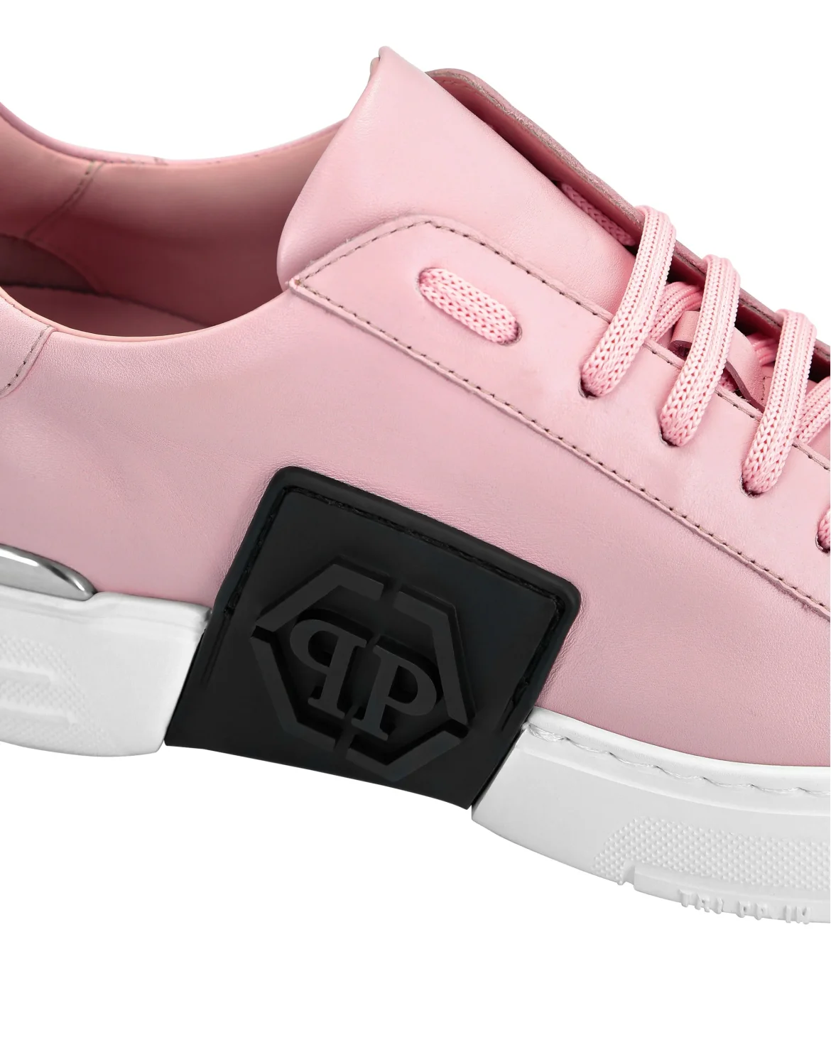 LO-TOP SNEAKERS PHANTOM KICK$ LEATHER HEXAGON ICONIC PLEIN, цвет: Розовый