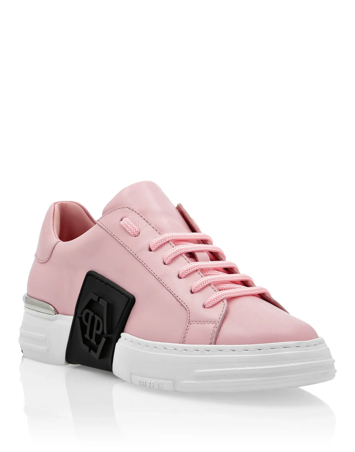 LO-TOP SNEAKERS PHANTOM KICK$ LEATHER HEXAGON ICONIC PLEIN, цвет: Розовый