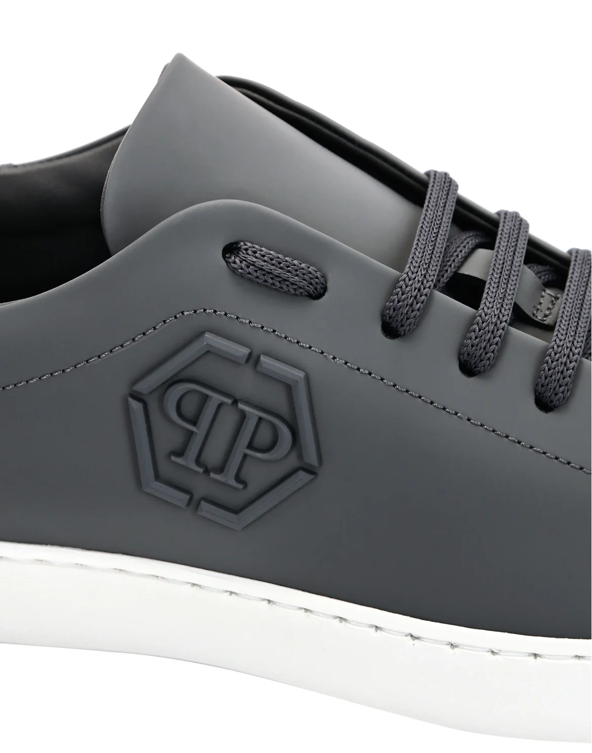 Rubber Leather Lo-Top Sneakers The Plein Original TM, цвет: Серый