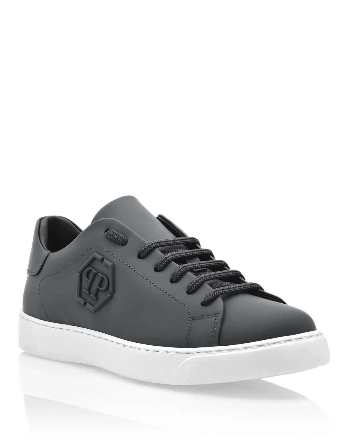 Rubber Leather Lo-Top Sneakers The Plein Original TM, цвет: Серый